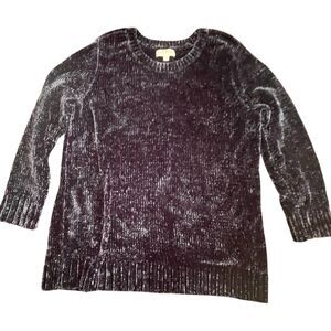 Orvis Womens Navy Blue Rib Knit Chenille Sweater Sz XL Cozy Cabincore Winter